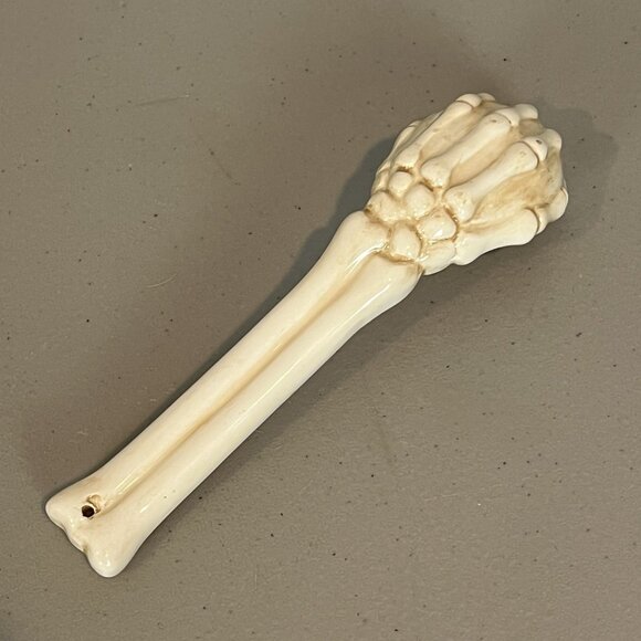 Skull Bowl with Skeleton Arm Spoon Decorative Halloween Dia de los Muertos Decor - Picture 11 of 16